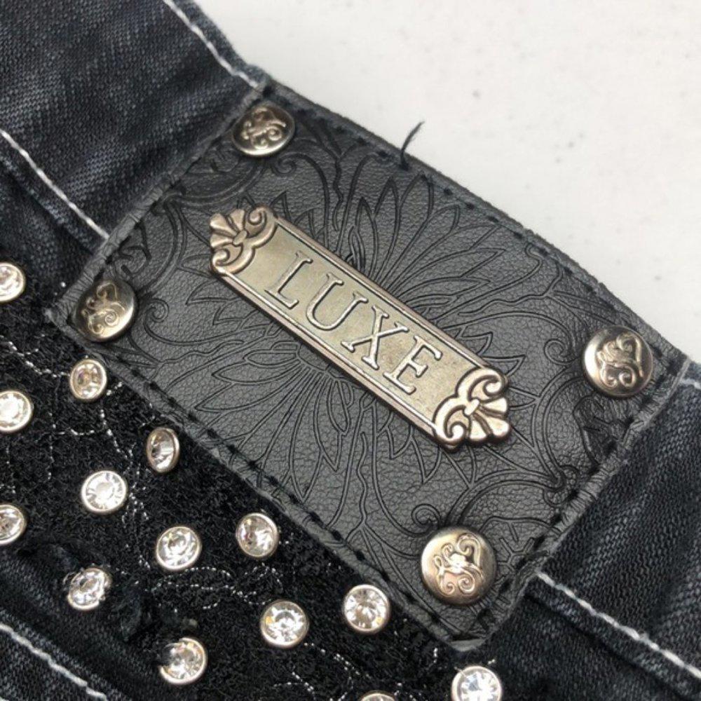 PREMIUM TRULUXE BLACKWASH SLIM-CUT JEANS 31/12x30 CRYSTALS 💎 - Picture 4 of 12
